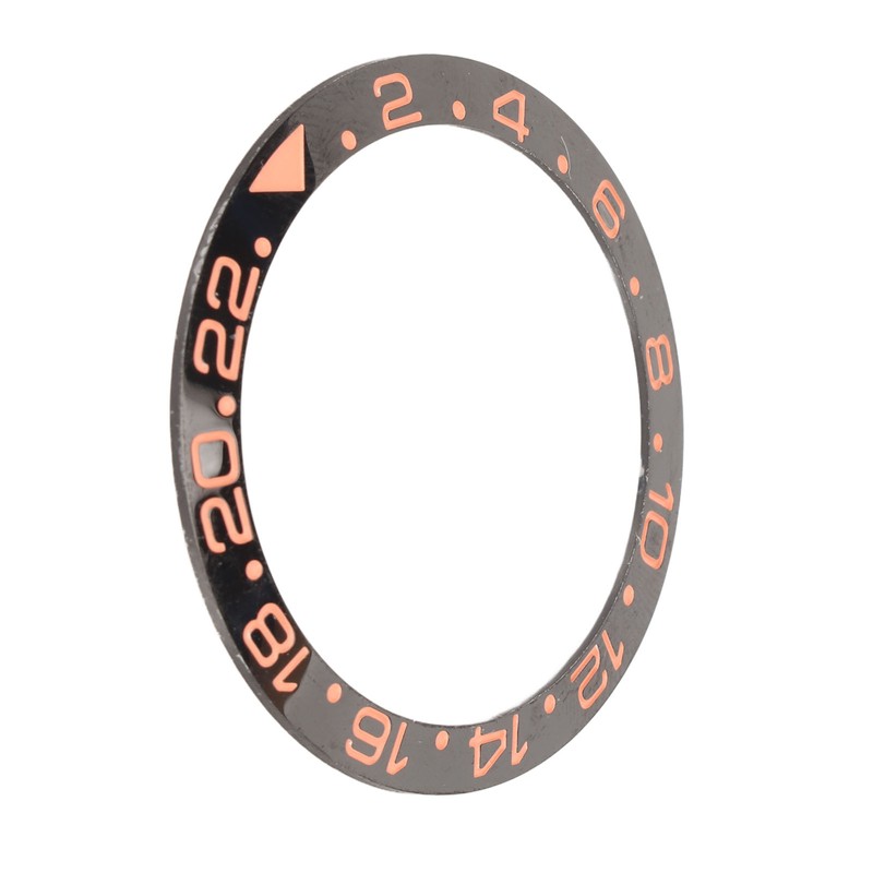 Watch Bezel Insert 38mm Black Base Rose Gold Digit Ceramic
