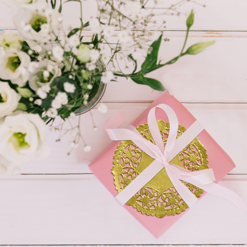 Gold Foil 4 inch Round Paper Lace Table Doilies –