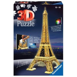 Ravensburger Eiffel Tower - Night Edition | 216-Piece 3D Jigsaw Puzzle for Kids and Adults | Precision Fit with Easy-Click Technology | Displayable & Durable Model | Over a Century of Quality