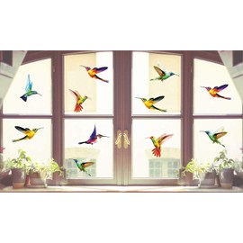 Birds Wall Decal, Hummingbird Window Clings Anti-Collision Window Clings Decals, Creative Flying Bird Sticker for Window&Living Room Office Nursery Wall Art Decor, Animals Stickers Vinyl Decoration