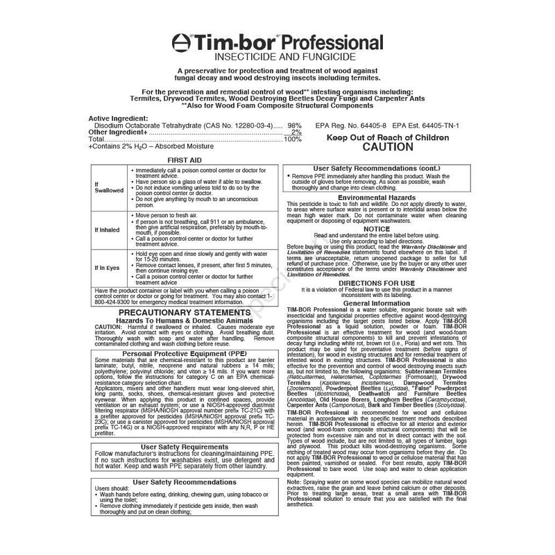 Nisus Timbor Insecticide and Fungicide - 1.5 Lbs. Bag |