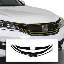 BOGAR TECH DESIGNS Front Chrome Delete Overlay Compatible with Honda Accord 2016-2017, Gloss Black