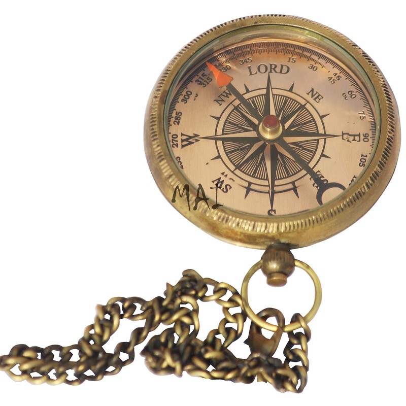 Be Strong and Courageous Engraved Compass with Wooden Box, Christian