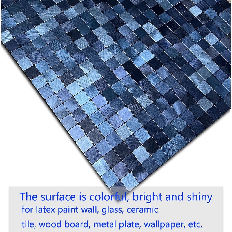 XUANINY 5-Sheet Peel and Stick Backsplash Tiles Dark Blue Surface