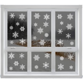 42 Elegant Snowflake Window Clings - Quick and Simple Christmas Decorations - Glueless PVC Stickers