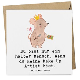 Mr. & Mrs. Panda Deluxe Karte Make Up Artist Herz - Geschenk, Ausbildung, Eröffnung, Klappkarte, Maskenbildner, Schenken, Hochzeitskarte,
