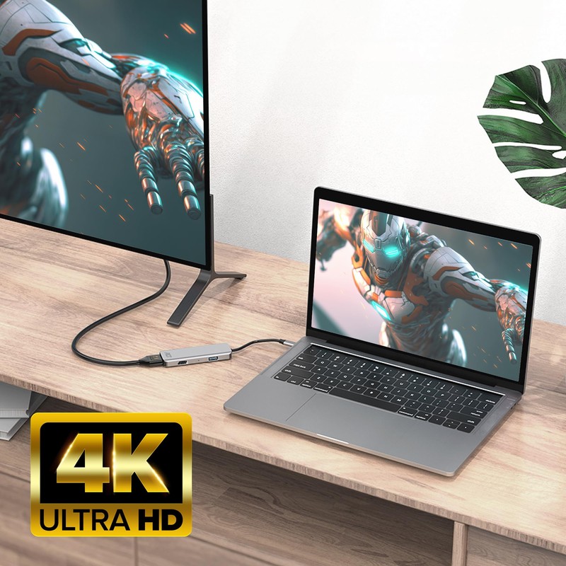 ACT USB C HDMI Adapter with Aluminium Housing, 4K@30Hz Dual