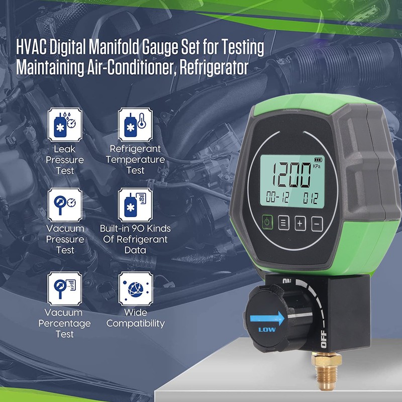 Digital Manifold Gauge Vacuum Pressure Temperature Tester Air Condition Manifold
