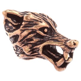 Windalf Hair & Beard ~ Vukar ~ H: 2 cm – Wolf Head – Bart Bead Mixed Large Hole – Bronze (APB41)