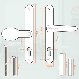 Bwintech 1 Pcs PVD Gold Stainless Steel UPVC Door Handle,Lever/Pad Split Offset 60 and 92mm Backset,211mm Screw Hole Distance, 243mm Plate Length Front Door Handles for UPVC Door