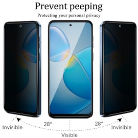 KAREEN 2 Pack Privacy Screen Protector for Motorola Moto G Play 2024 Anti Spy Private Tempered Glass, Anti Scratch, Bubble Free