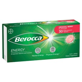 Berocca Energy with 12 Essential Vitamins & Minerals Effervescent Tab (Original Berry) X 30