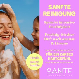 SANTE Naturkosmetik Refreshing Shower Gel with Citrus Fragrance, Moisturising Shower Care for Smooth Skin in Family Size, with Organic Pineapple and Lime, Family Shower Gel, 1 x 950 ml