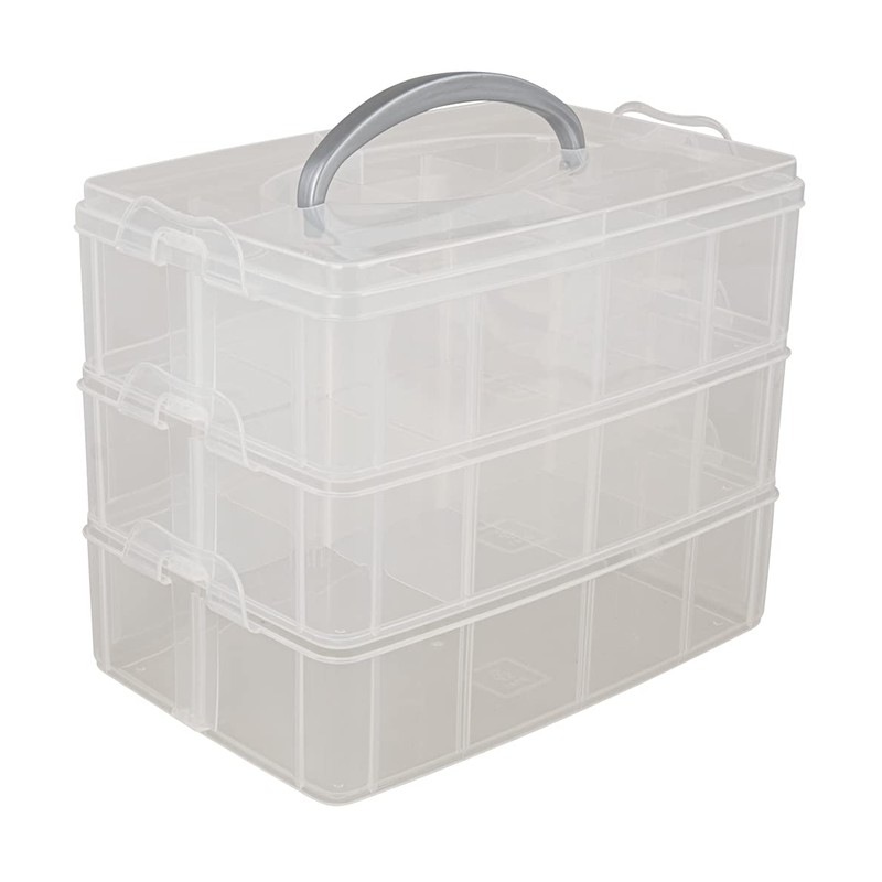 Rayher 39320000 sorting / storage box, with handle, 3 levels