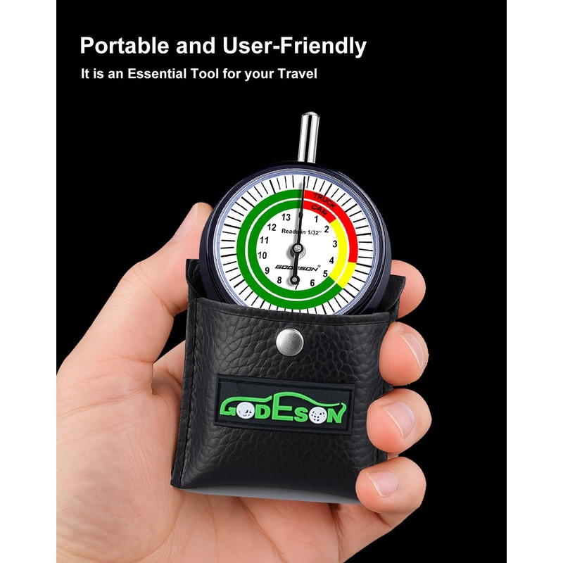 GODEOSN Truck Dial Tire Tread Depth Gauge,Reads in 1/32 Inch