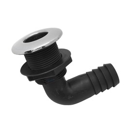 SeaLux Marine 316 Stainless Steel Trim Cover Black Poly 90 Degrees L Shape Bilge Pump Thru-Hull/Scupper Drain for Hose Dia. 1", Flange Dia. 1-7/8"
