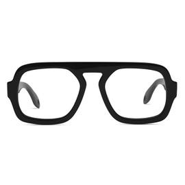 ADE WU Fashion Glasses for Woman 70s Aviator Stylish Blue Light Women's Retro Oversized Square Fake Glasses Black Frames