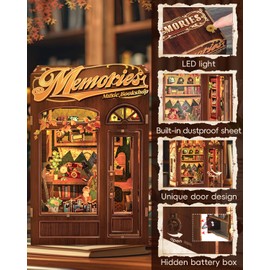 CUTEBEE Book Nook Kit - DIY Miniature House Kit for Adults and Beginners, Dollhouse Library Tiny House Bookshelf Decor 3D Wooden Puzzle, Gifts for Family, Friends Memories Music Bookshop