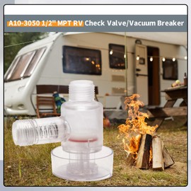 A10-3050 1/2" MPT RV Check Valve/Vacuum Breaker Camper Trailer Flusher Check Valve Replace Leaking Vacuum Breaker on Black Tank System