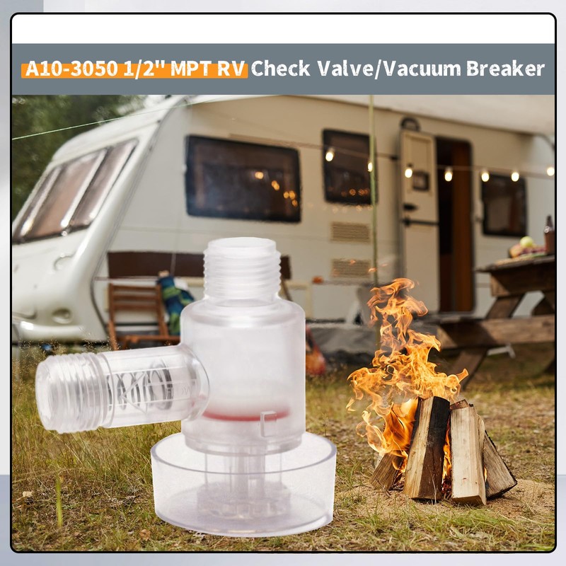 A10-3050 1/2" MPT RV Check Valve/Vacuum Breaker Camper Trailer Flusher