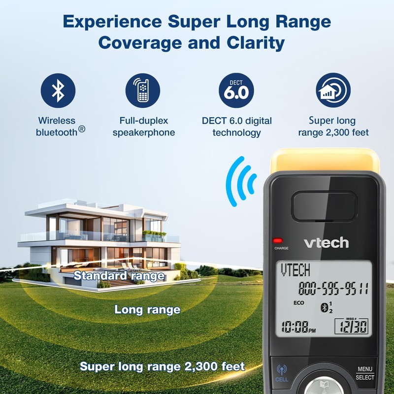 VTech IS8128-51 Super Long Range 5-Handset DECT 6.0 Cordless Phone