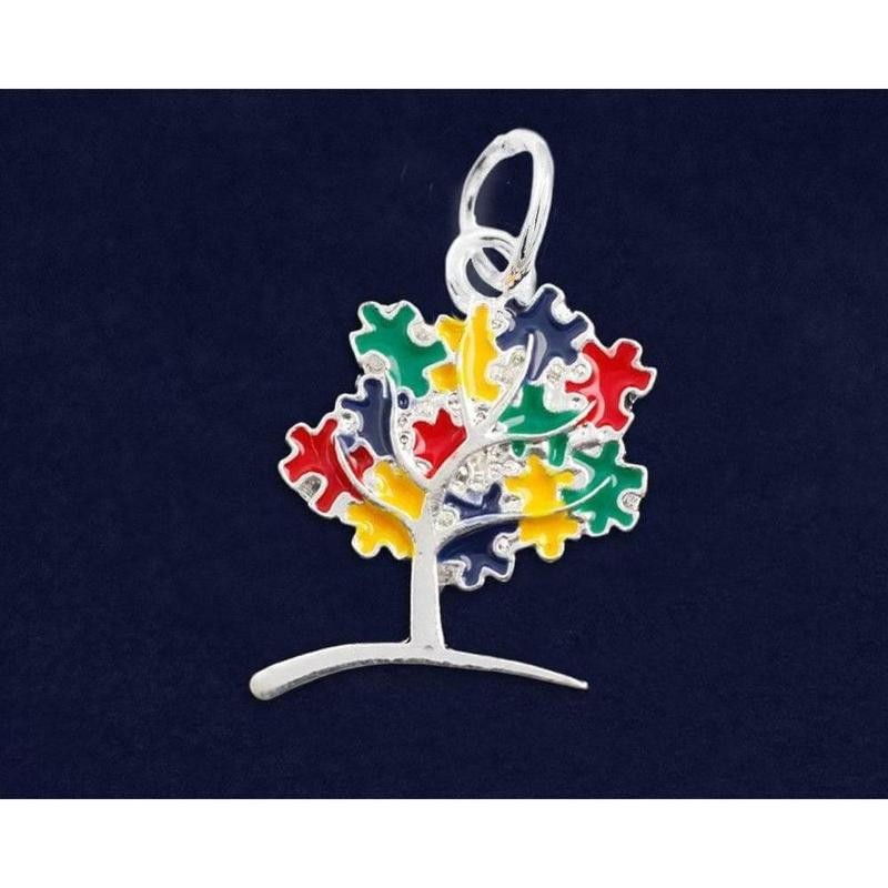 Autism Awareness Puzzle Tree Charm