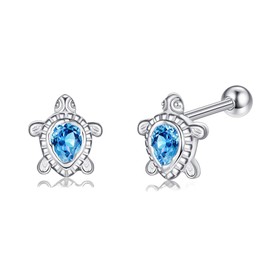 Sea Turtle Earrings Sterling Silver Turtle Screw Back Stud Earrings Ocean Jewelry for Women