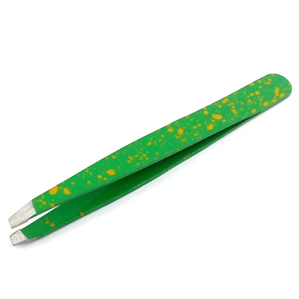 Precise Canada Green & Yellow Slant Tweezers | Professional Stainless