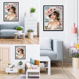 MXJSUA DIY 5D Diamond Painting Kits for Adults, Beautiful Woman Diamond Art Painting Full Drill Crystal Rhinestone Embroidery Craft Kits for Home Wall Decor Gifts, 30x40cm