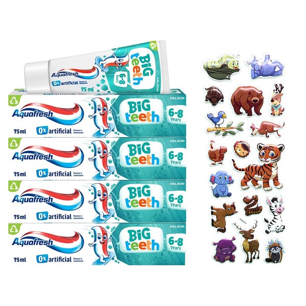 4 x Big Teeth Toothpaste 6-8 Years Mild Mint Flavour
