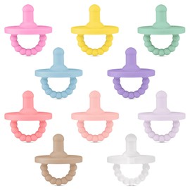 Ryan & Rose Cutie PAT Pacifier Teether 10 Pack Assorted Colors (Whimsy (Girl), Stage 1)