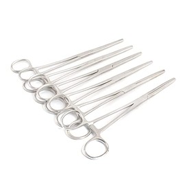 OdontoMed2011 Set of 6 Hemostat Locking Forceps 8 Inches, Straight Stainless Steel - Multipurpose Ideal Hemostats for Nurses, Fishing Forceps, Crafts and Hobby