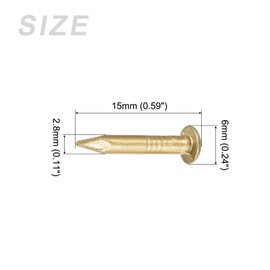 METALLIXITY Small Nails (2.8x15mm) 50pcs, Brass Tiny Hardware Nails - for Household Woodworking, Brass Tone