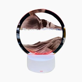 VANTREEGAO Moving Sand Art Picture in Motion - Round Glass Sand Art - Relaxing Home Décor for Office and Living Space (Brown)