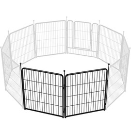 FXW Garden Fence 2 Panels 4ft (L)×32in (H) Decorative Garden Metal Fence Outdoor Animal Barrier Dog Pet Fencing for Yard Patio, Black