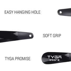 TYGA STORE | 5 x Black Shoe Horns, Universal - Suitable For All Shoes, Heels, Boots & Trainers - Prevent Creases on Spine/Counter - Easily Slip In Your Feet. (For Men, Women & Children) (Pack of 5)