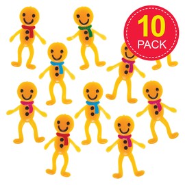 Baker Ross FX630 Gingerbread Man Stretchies - Pack of 10 Christmas Party Bag Fillers for Kids