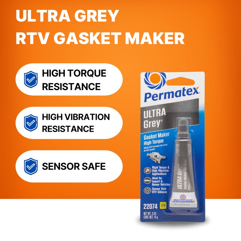 Permatex 22074 Ultra Grey Rigid High-Torque RTV Silicone Gasket Maker,