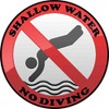 StickerTalk Shallow Water No Diving Vinyl Sticker, 4 inches by 4 inches
