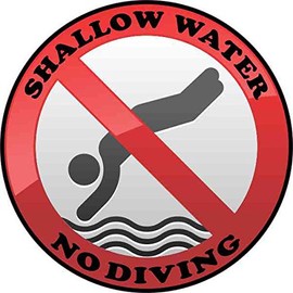 StickerTalk Shallow Water No Diving Vinyl Sticker, 4 inches by 4 inches