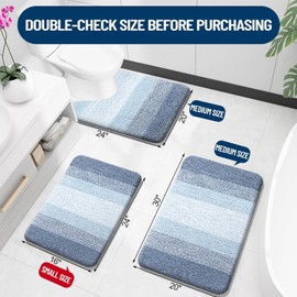 OLANLY Bathroom Rug Mat 70x24, Extra Soft and Absorbent Microfiber Bath Rugs, Non-Slip Plush Shaggy Bath Carpet Runner, Machine Wash Dry, Bath Mats for Bathroom Floor, Tub and Shower, Blue