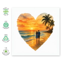Romantic Card for Him or Her – Couple on Beach Sunset – Greetigs for Wife, Husband, Girlfriend, Boyfriend, Babe, Darling, Fiance - Anniversary, Valentine’s, or Love Card – Comes with Stickers