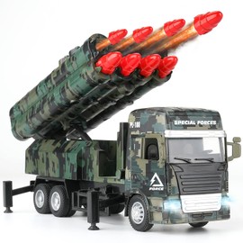KADAYAYA Army Vehicle Toys for Boys, Military Truck with 8 Missiles Launcher, Die-Cast Army Toy with Sound & Light, Army Toys Gift for 3 4 5 6 7 8 Year Old Kids