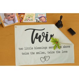 Twin Room Sign-Nursery Wall Decor-Rectangle Banner Flag Wall Decor Gifts for Baby Kids Newborn Nephew Bedroom Baby Room Door Sign Decoration-Christmas Gift-Twins Two Little Blessings-28.5"L×20"W