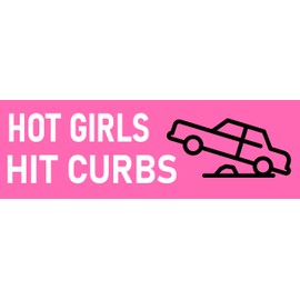 Hot Girls Hit Curbs Large Magnet 3x9 Bumper Sticker Size Funny Woman Driver Pink