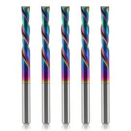 BFVV 5 PCS Downcut Router Bit 1/8 Inch Shank, 2-Flute CNC Spiral Solid Carbide End Mill, Milling Cutters with DLC Coating for Woodworking, Engraving, Mortise, Plywood and Acrylic