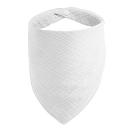 ICEMOOD Pet Bandanas for Small or Medium Dogs - Plain Dog Bandana with Adjustable Button, White, L