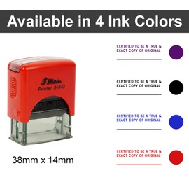 Printtoo Certifed to Be True & Exact Copy of Original Self Inking Rubber Stamp Pre,Inked Office Stamp, Home Office Business Stationery, 38 x 14 mm, Red
