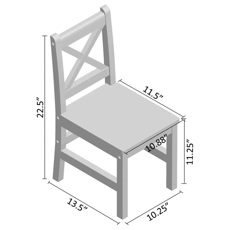 eHemco Solid Hard Wood Kids Table and Chair Set (4
