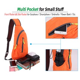Gisdanchz Personal Pocket Bags for Women, Waterproof Lightweight Sports Sling Backpack Bags Small Rucksack for Men Cross Body Chest Bag One Strap Shoulder Bags Small Gym Bag for Sport Travel, Orange
